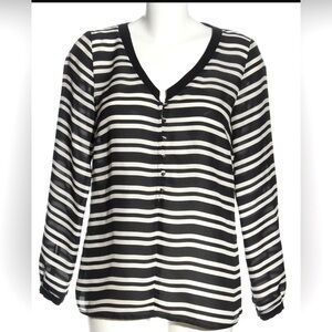 Zara Black and White Striped Button Down Shirt